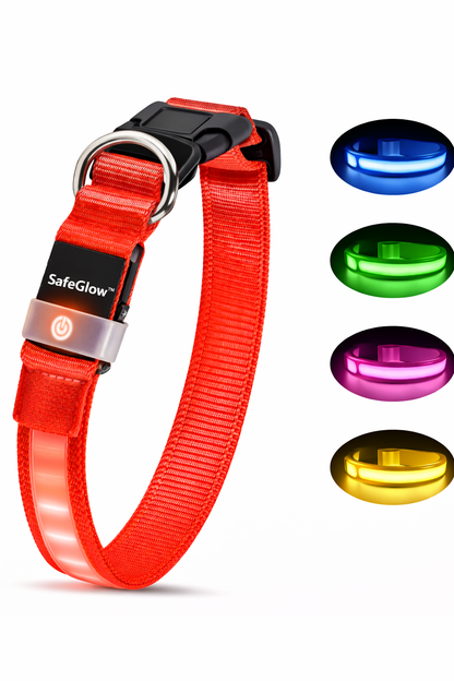 SafeGlow™ – Collar LED Protector Nocturno para Perros