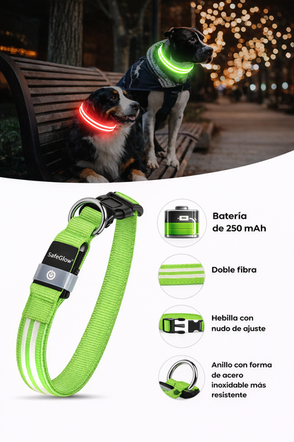 SafeGlow™ – Collar LED Protector Nocturno para Perros